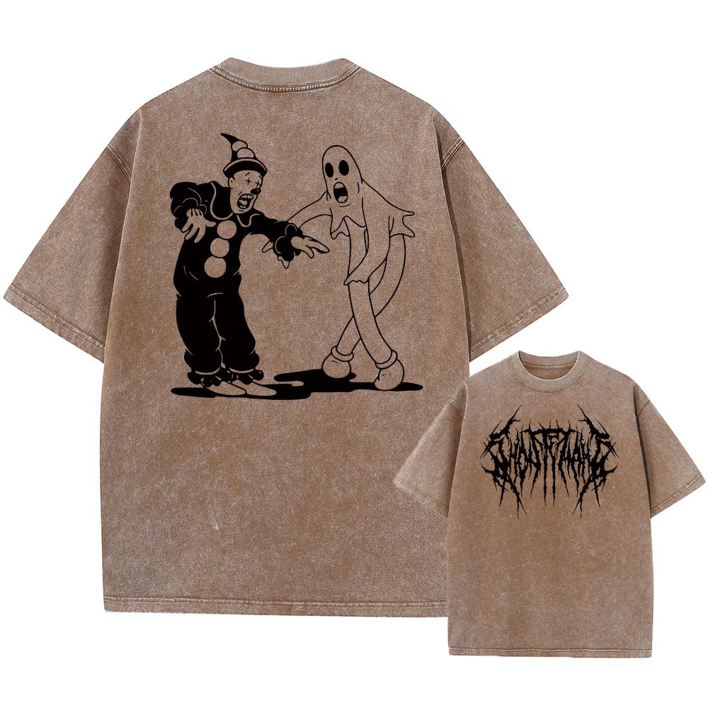 Ghostemane Double Sided Print Washed T-Shirt Oversized Men 100% Cotton Tshirt Gothic Rock TShirt Streetwear Unisex