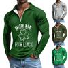 Men'S Long Sleeved T-Shirt Fashion Casual Printed Zippered T-Shirt