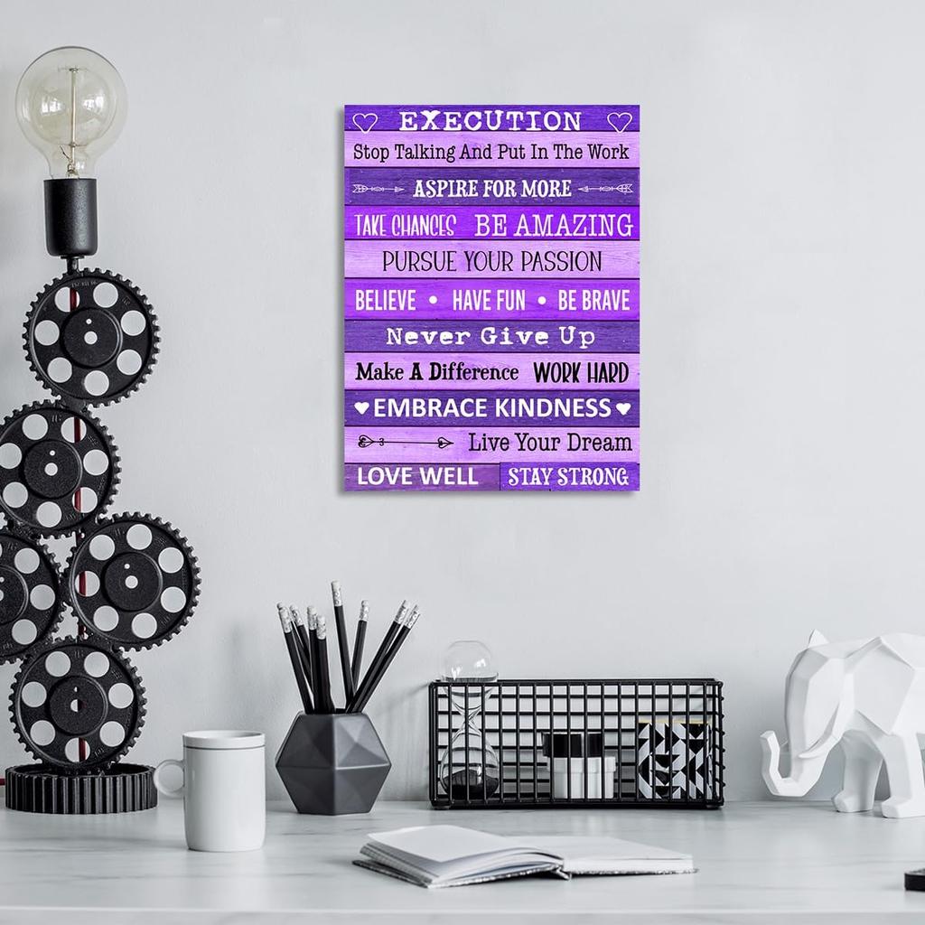 Gwisml Execution Quotes Wall Art,Purple pirational Canvas Frame Paintings For Office Home Workplace Wall Art Decor