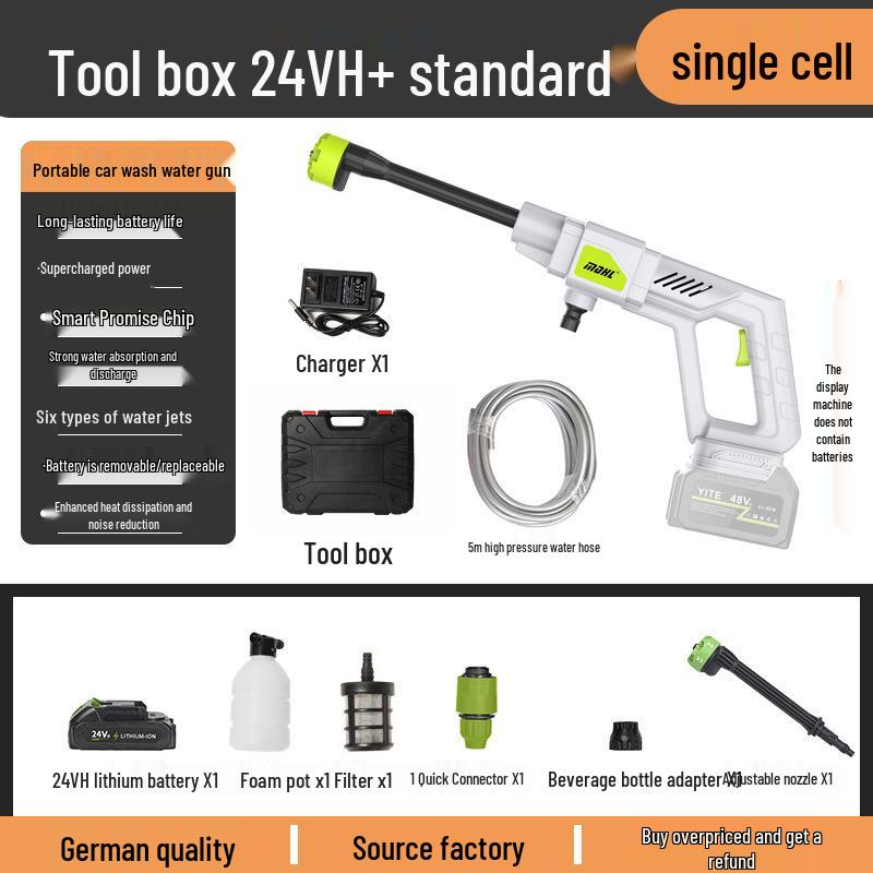 Pistol portabil fără fir cu litiu pentru spălarea mașinii: Pistol de apă de înaltă presiune pentru uz casnic