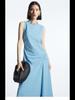 CO*S Women's Retro Irregular Sleeveless Long Skirt - 2025 Spring/Summer Slim Pleated Dress
