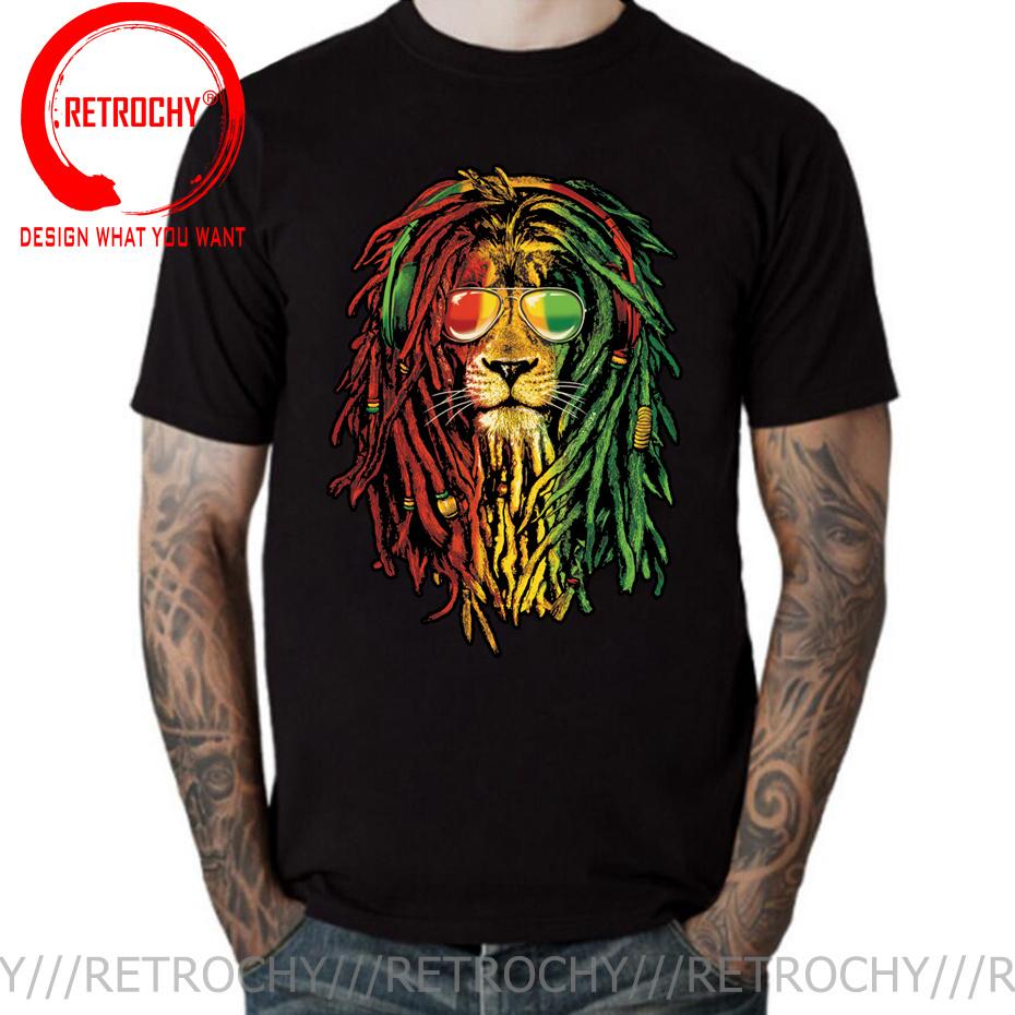 Fashion Clothing Lion Of Judah T-shirt Reggae Music Rastafari Rasta t shirt men Tee awesome summer tshirt Jamaica Emblem Apparel S