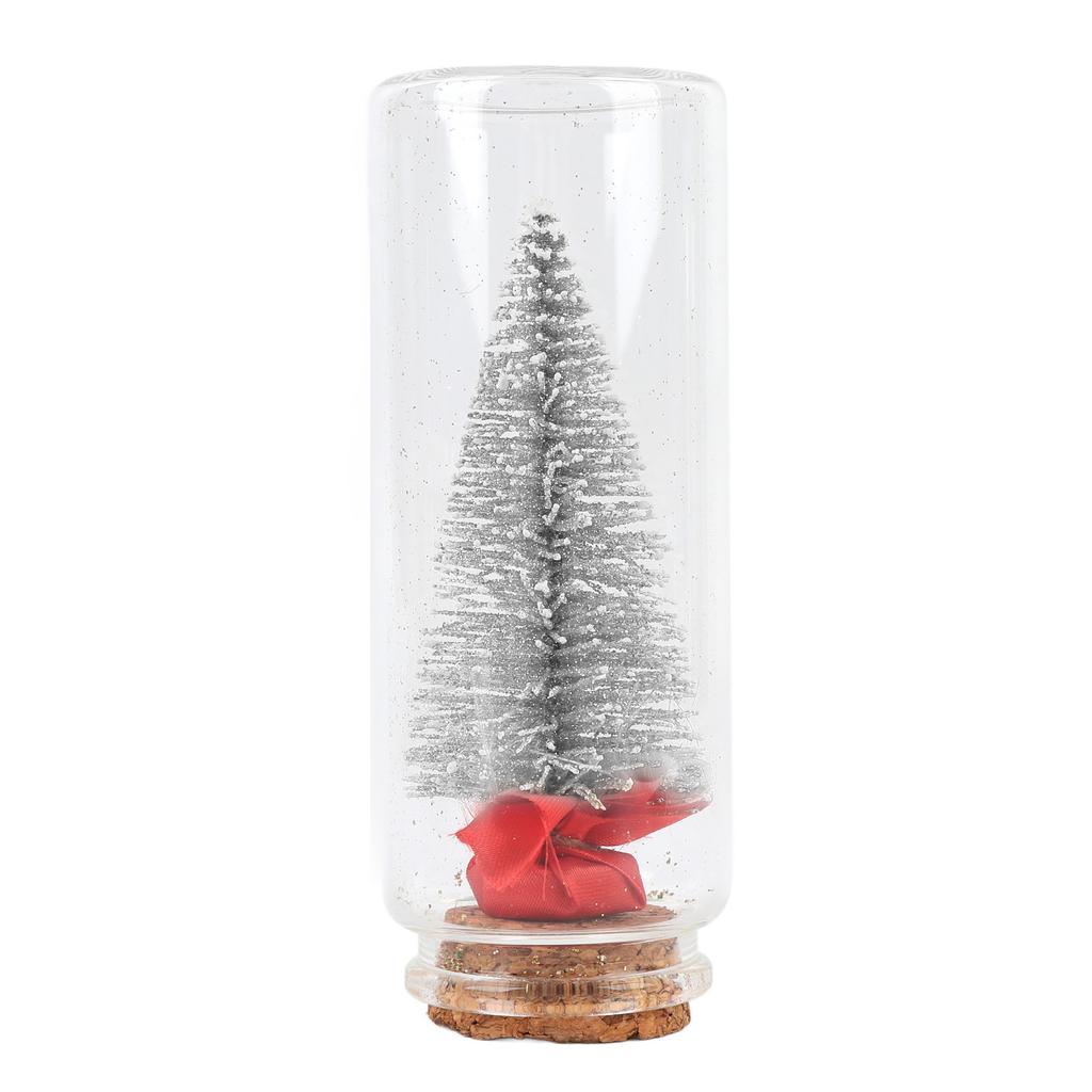 Tabletop Decorative Xmas Tree Portable Desktop Miniature Holiday Xmas Tree Decor with Red Ribbon