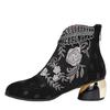Middle heel ethnic style women's shoes embroidered rhinestone thick heel autumn and winter women's boots large size foreign trade Martin women's sh
