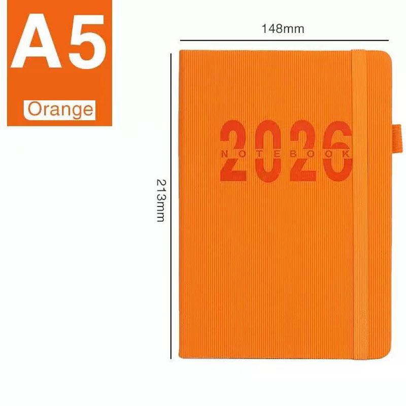 

Colorful 2026 A5 Planner Notebook | 400 Pages Thick Paper Daily Schedule Book | Hardcover Agenda for Office & Students оранжевый