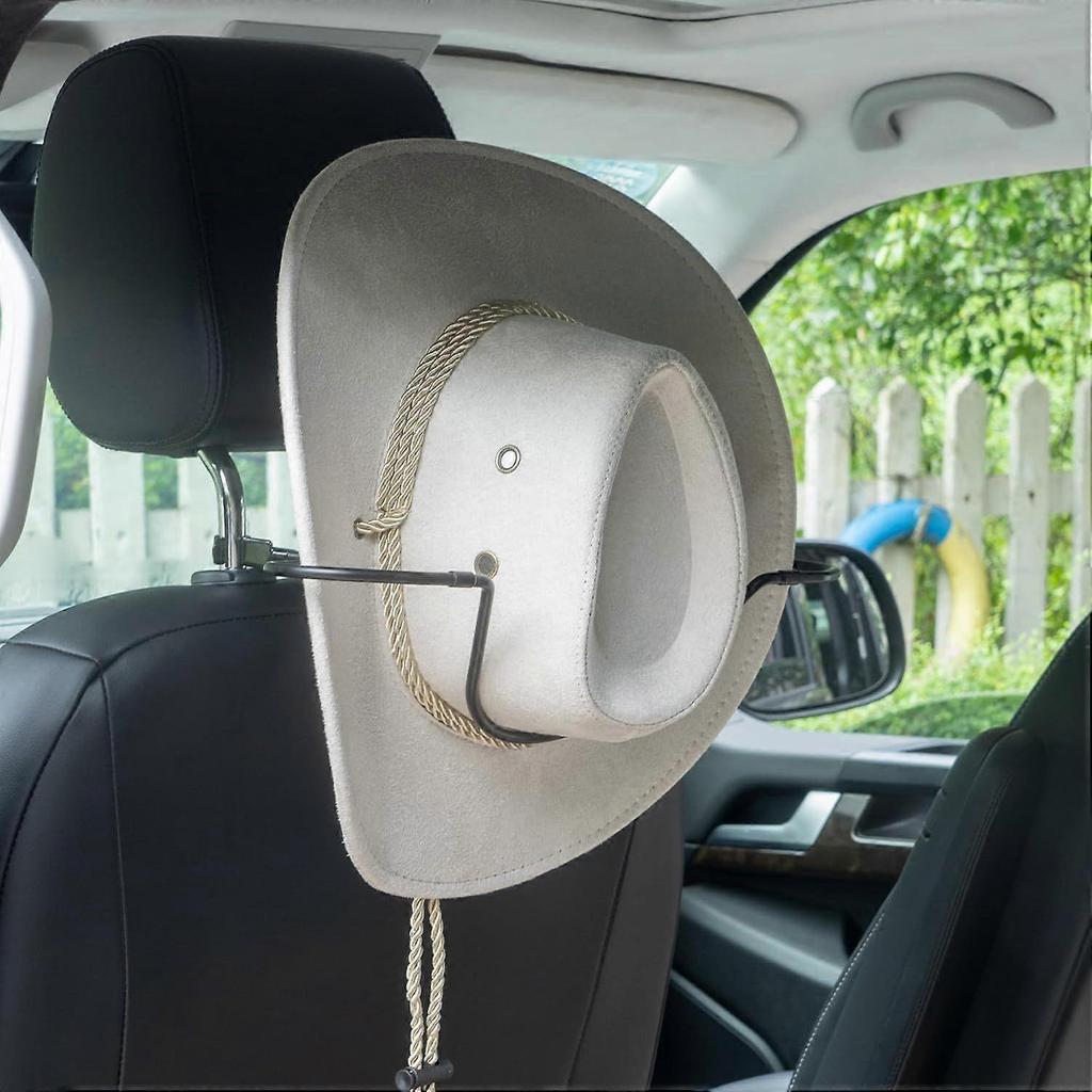 Foldable Car Seat Hat Rack, 2pcs Black Double Hat Holder for Car Interior Organization