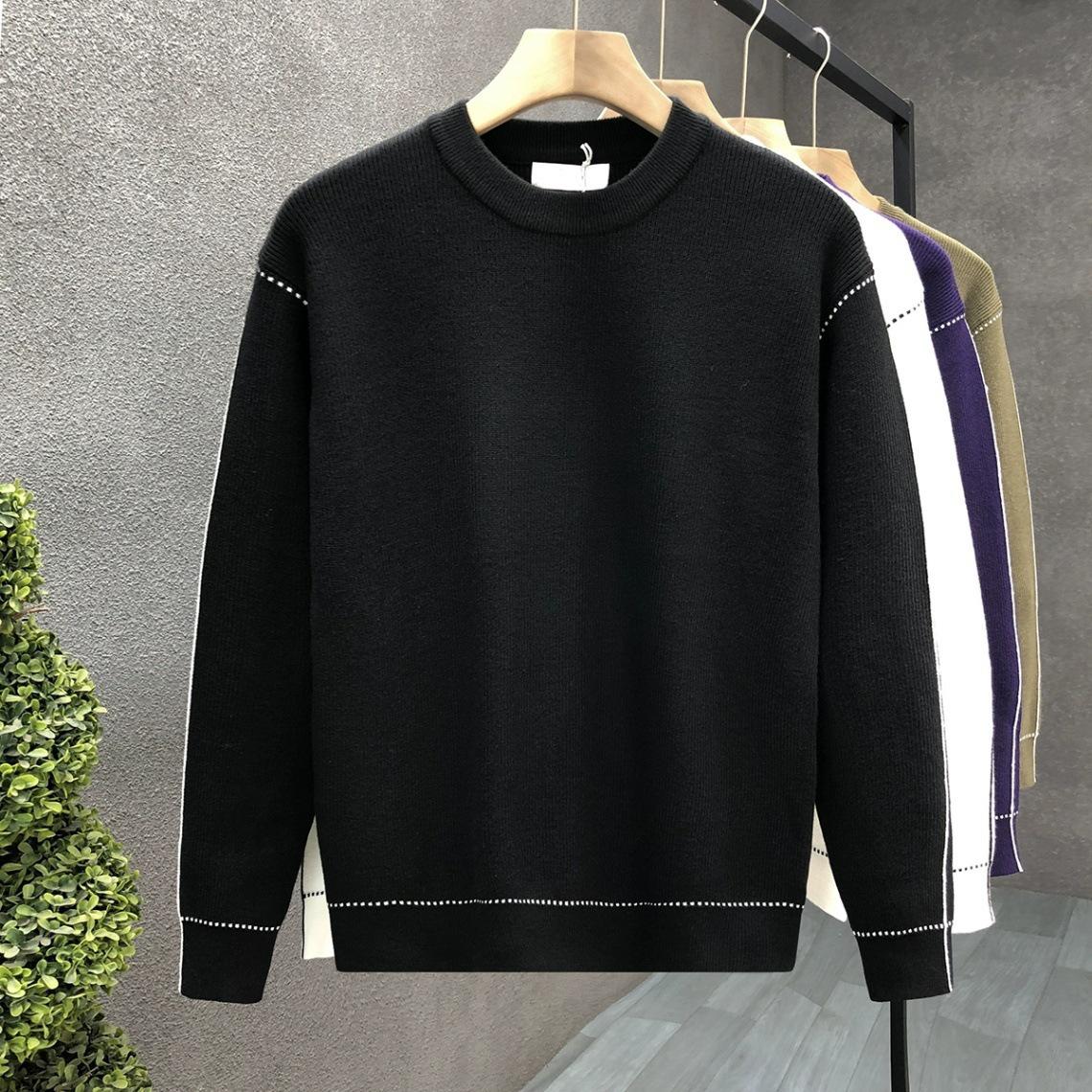Мужской модный универсальный вязаный свитер с цветовыми блоками Осень/Зима M чёрный