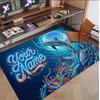 Fish Ocean Theme Soft Crystal Velvet Rug Custom Name & Text Print Non Slip Floor Rug for Bedroom Living Room
