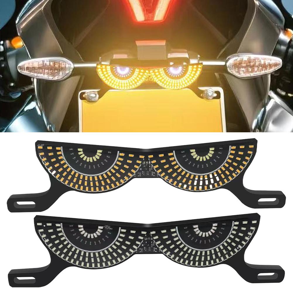 Motorcycle LED License Plate Decorative Lights Snake Eye Rear Tail Light Strobe Flashing Electric Motorcycle Modified Accessory