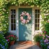 Artificial Decorative Wreath, Front Door Garland, Hanging Creative Ornament, PP ,
