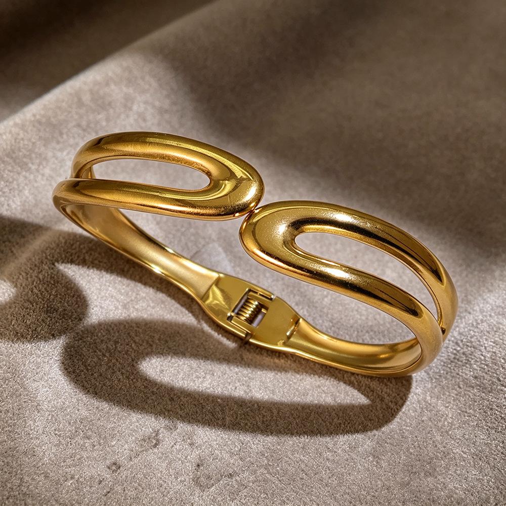 European and American Bracelet Fashion Glossy Simple Light Luxury Spring Open Bracelet for Women