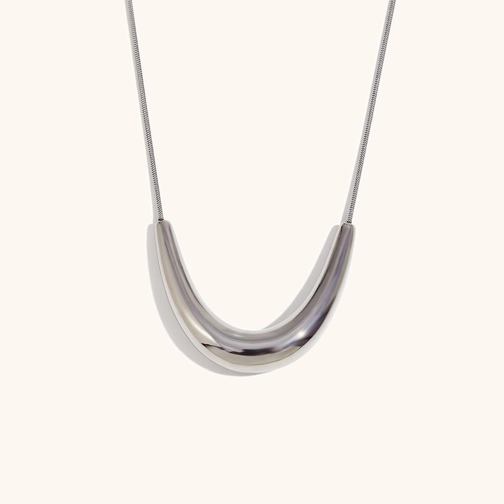 

Simple U- Shaped 316L Stainless Steel Pendant Necklace Fashion Women s 18K Plated Waterproof No Rust Jewelry серебряный