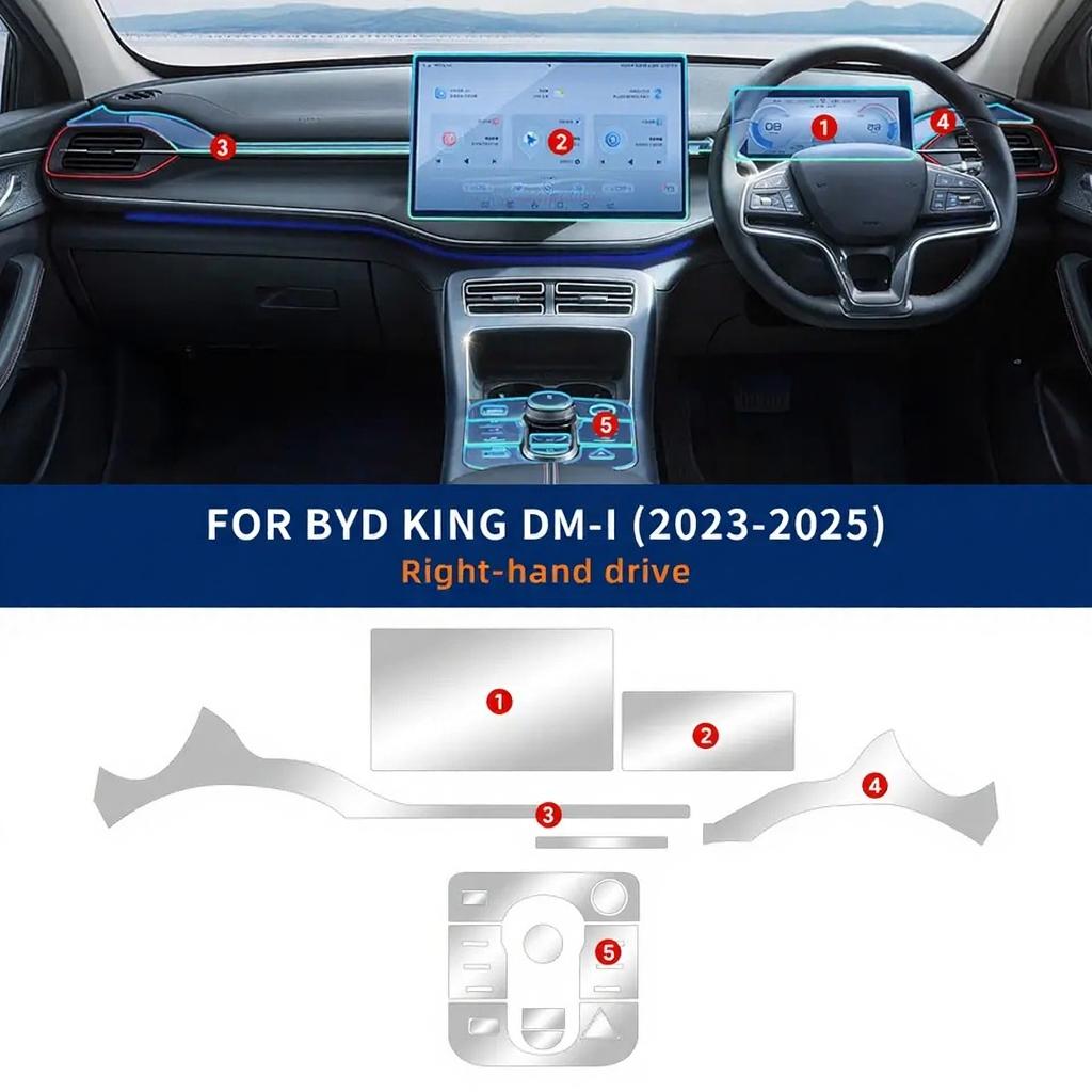 For BYD KING DM-i -2025 Car Interior Center Console Dashboard Transparent Sticker TPU Protection Film Auto Accessories