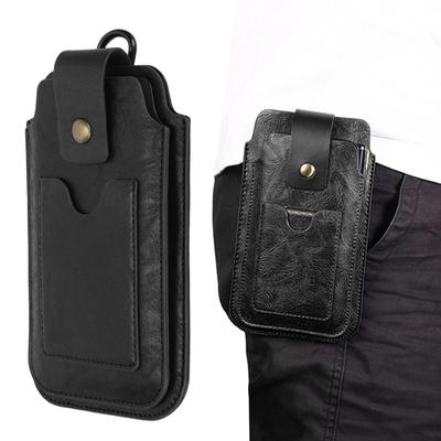Men PU Leather Phone   Retro   Case Waist Bag Sheath with Waist Clip   and Carabiner for Outdoor