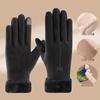 Women's Winter Touchscreen Velvet Gloves - Windproof, Fur-Lined, Ideal for Outdoor Activities and Cycling.
