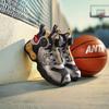 Anta Kids Asymmetrical Synthetic Leather Trendy Lightweight Shock Absorbing Mid-Top Basketball Shoes Kids basketball shoes Gray Silver A12449901-2