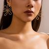 IngeSight.Z Vintage Gold Color Metal Hollow Out Big Flower Stud Earrings for Women Simple Geometric Earrings Party Gift 2026 New