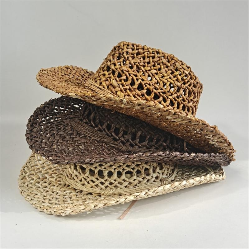 Elegant Openwork Straw Victorian Hat With Adjustable Tie For Women Outdoor Beach Vacation Gardening Activities