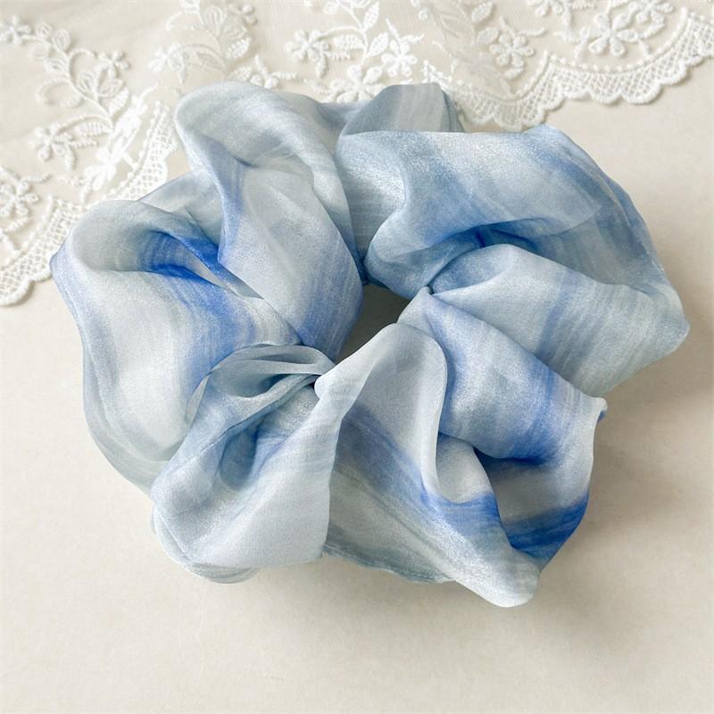 

Summer New Style Tie-dye Chiffon Large Braided Hair Band for Women - High-end, Large-sized Hair Tie for Braiding Hair синій
