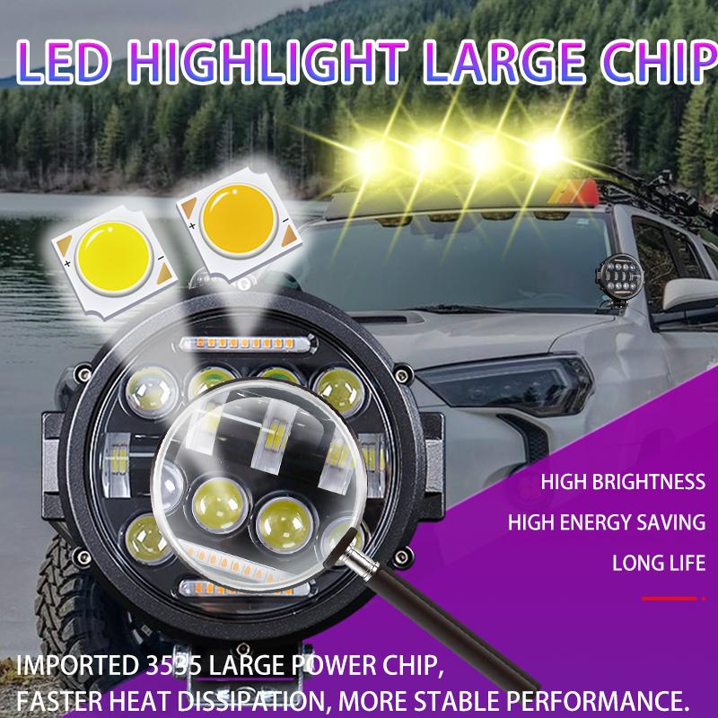 7 Zoll 69W Runde Spot LED Leuchte Fern-/Abblendlicht Tagfahrlicht LED Arbeitsscheinwerfer Fahrscheinwerfer Nebelscheinwerfer für LKW Jeep Offroad 4WD SUV UTV ATV