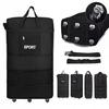 2W1 Large Travel Bag 6X Wheels Luggage Suitcase Foldable Black Xxl