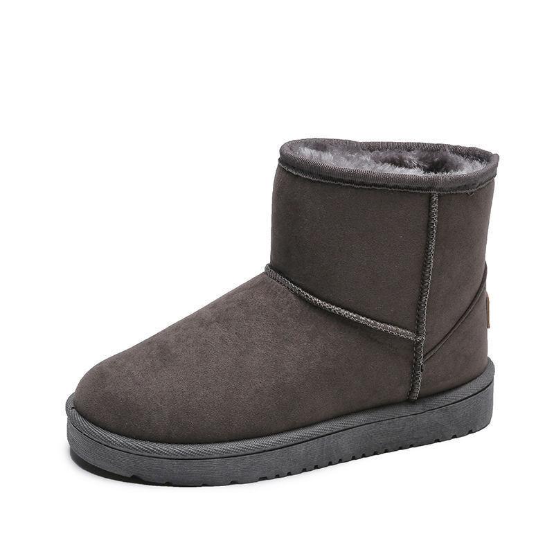Fleece verdickte Schneestiefel kurze Stiefel Herbst und Winter neu bequem warme Baumwollschuhe flache Damen Kurzstiefel