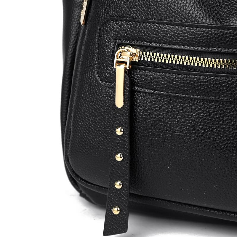 Vintage Backpack Women's Solid Color Backpack Large Capacity Schoolbag