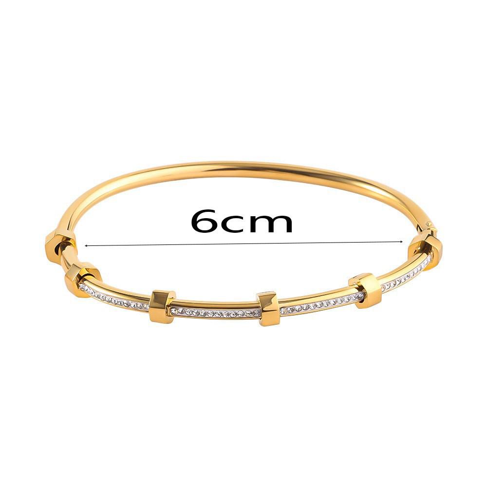 European & American Style Jade Nail Mud 18K Titanium Steel Electroplated Bracelet for Women