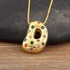 Nidin New Fashion 26 A-Z Letters Initials Alphabet Pendant Necklace For Women Men Inlaid Colorful Zircon Jewelry Accessories
