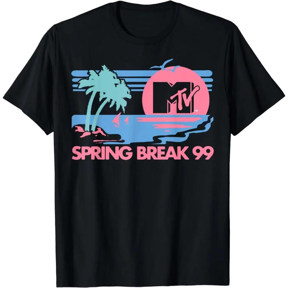 MTV Pastel Colors Beach Spring Break Logo T-Shirt T-Shirt  Vintage Clothing  Streetwear  T Shirt for Men  Camisetas