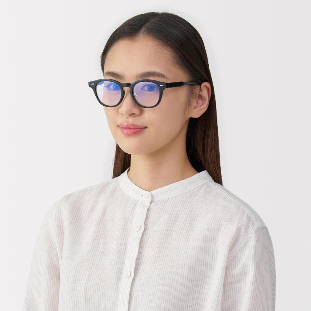 MUJI Blue Light Blocking Boston-Style Sunglasses, Unisex, Adult, DFD23A5S, Black
