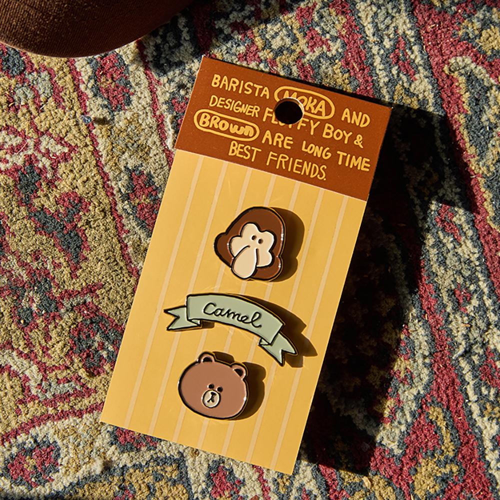 Camel X LINE FRIENDS Metal Pin Badge Set