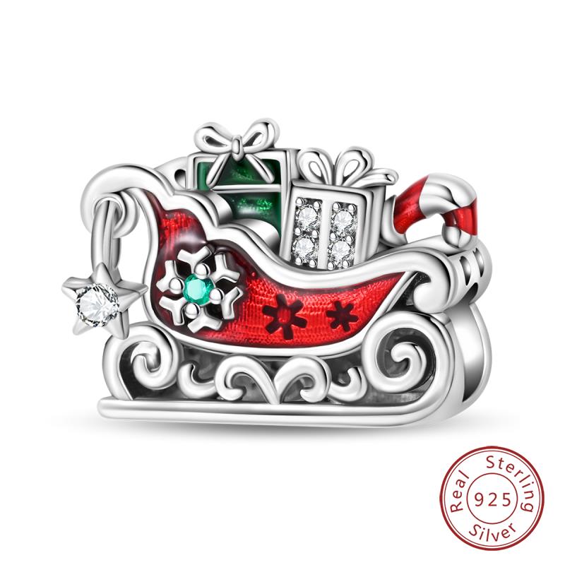 Original Copper Charms Beads Winter Snowflake Snowman Igloo Penguin Pendant Fit Bracelet Women Jewelry Gift