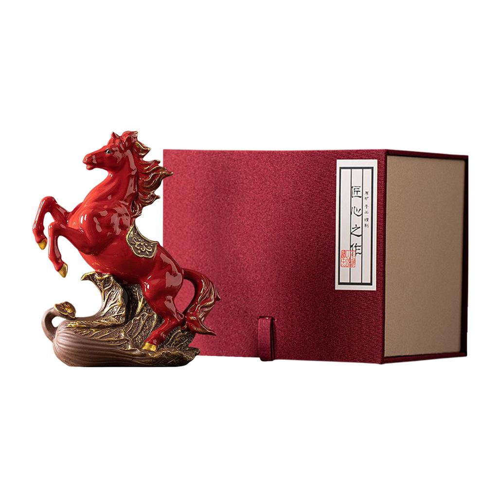 Chinese Fire Horse Decoration Zodiac Animal Sculpture Home Tabletop Ornament Chinese New Year Horse Figurine Home Office Decor