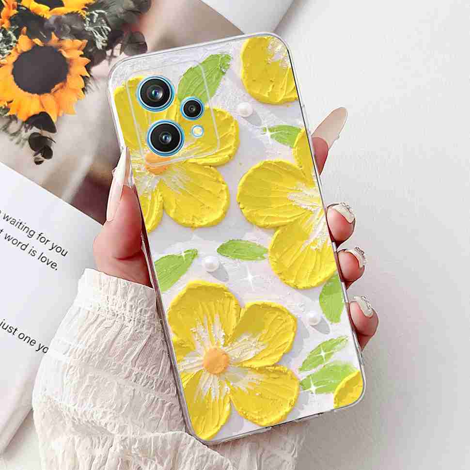 For Oppo Realme 9 Pro+ RMX3392 Case Fashion Painting Soft Silicone Cover For Realme 9Pro Plus RMX3393 6.43" Flower Phone Shell