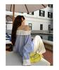 Thirteen Lines Spring 2025 French Style Off-Shoulder Striped Shirt for Women C3056