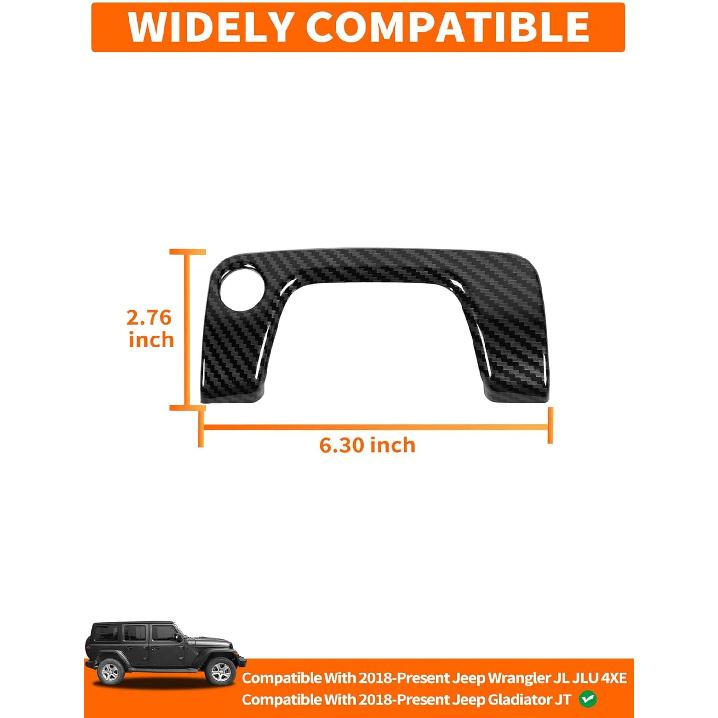 Savadicar Carbon Fiber Interior Accessories - Armrest Switch Bezel Trim Cover for 2018-Present Jeep Wrangler JL JLU 4XE & Gladiator JT - Premium