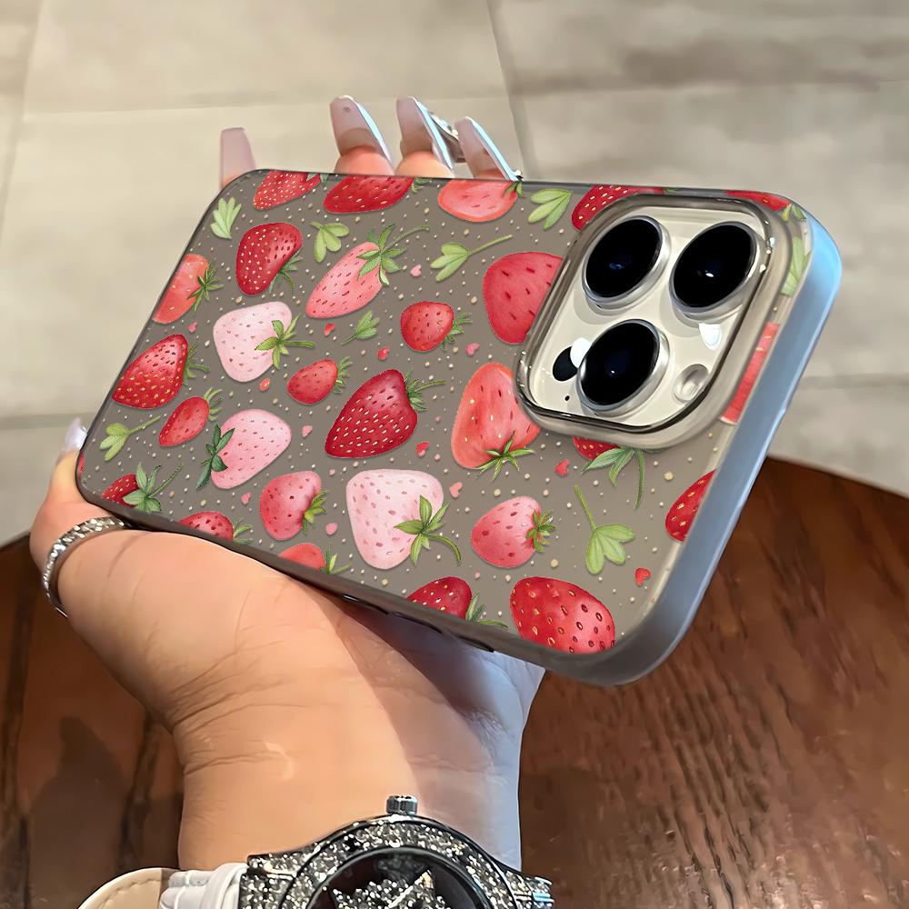 3D Cute Covered With Strawberries Silicone Case For Iphone 16 11 15 Plus 12 14 17 13 Pro Max Lovely Kids Girls Phone Cover