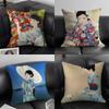 Kimono Girl Japanese Style Cushion Cover Pillowcase Ultra Soft Skin Friendly Fabric Cloud Like Comfort  Concealed Zipper