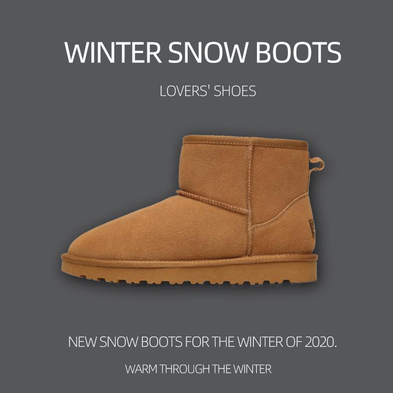 Waterproof Velvet-Lined Genuine Leather Snow Boots for Women & Men - Non-Slip, Warm, Winter Footwear