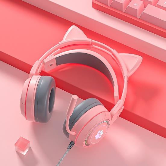 SY-G25 Wired Headphone Sensitive Noise Reduction Detachable Cat Ears 3.5mm USB Omnidirectional Gaming Headset for Laptop
