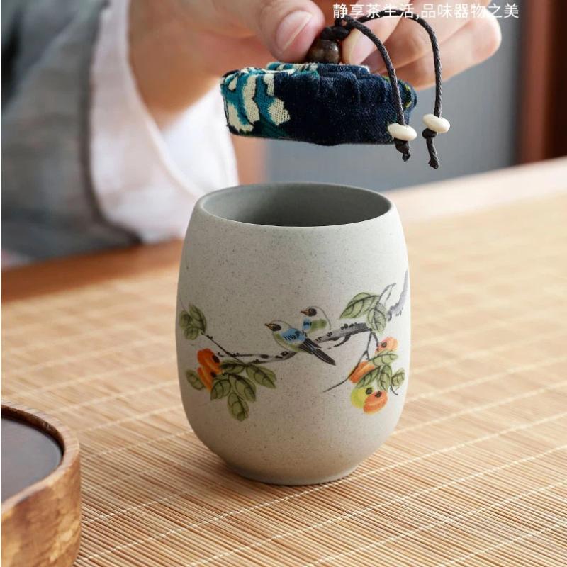 Portable Sealed Ceramic Tea Jar – Pottery Storage Canister with Plum, Orchid, Bamboo & Chrysanthemum Design