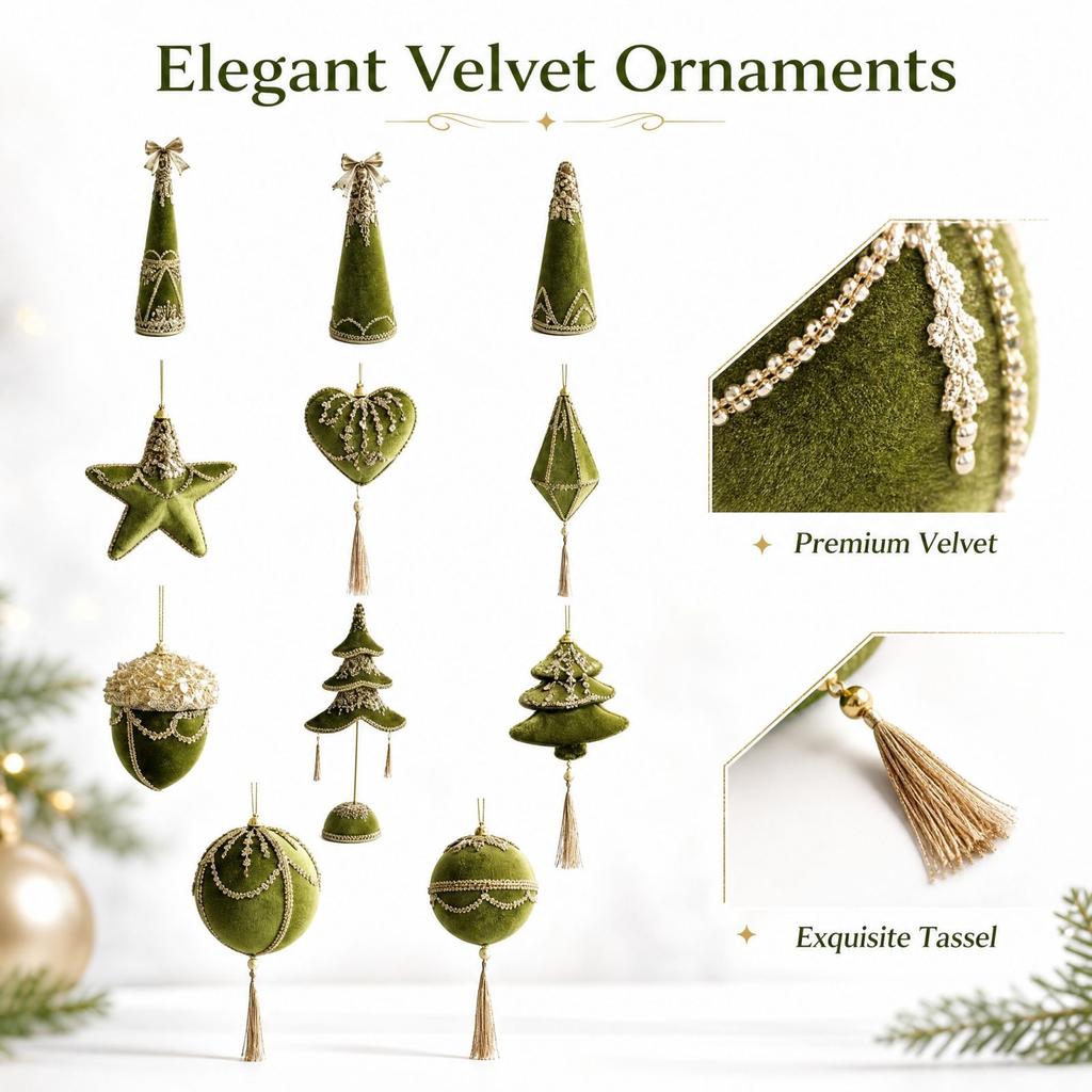 Christmas Foam Glitter, Tree Star and Shaped Hanging Ornaments for Holiday Decorations