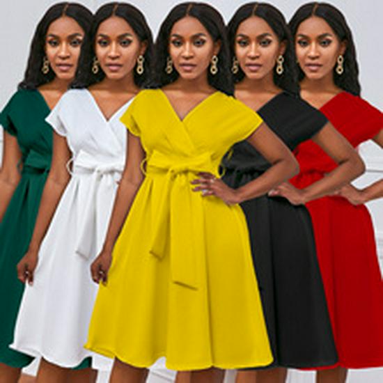 Damen Übergröße Einfarbiges Plissee-Kleid - Europäische & Amerikanische Herbst 2023 Kollektion