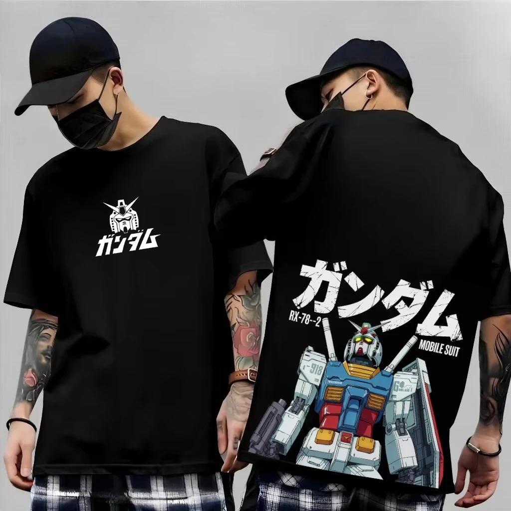 Anime Mobile Suit RX-78-2 Gundam Pánské tričko Bavlněné tričko Dámské Krátký rukáv Streetwear Ležérní Oversized Japonské Amuro Ray top