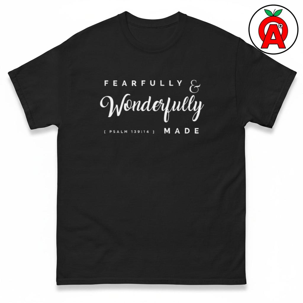 Fearfully and Wonderfully Made T-Shirt, Christian Graphic Tee, Faith-Based Classic Cotton Shirt, Inspirational Casual Top