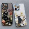 Lovely Black Cats And Flower Phone Case For iPhone 17 16 15 14 13 12 11 Pro Max Mini 15 14 Plus XR X XS Shockproof Back Covers