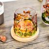 Emboss Drinkware Pressure Reducing Rotatable Mug Whiskey Glass with Base Beer Cup Glassware Koi Fish Lotus Home Cocktail Glass
