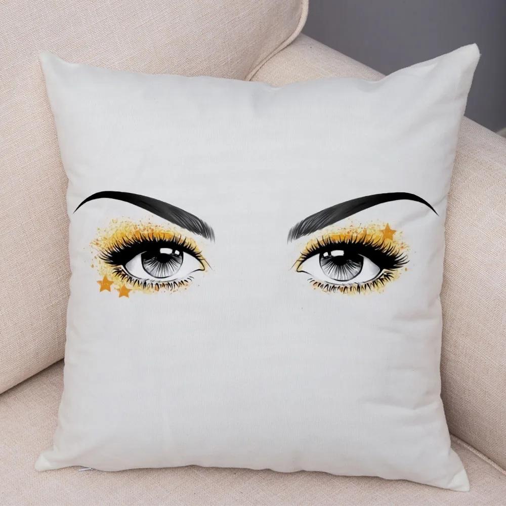 Home Decor Sexy Women Eyelash Pillow Cover Sofa Car Cartoon Eyes Print Cushion Cover Pillow Cover Funda De Almohada