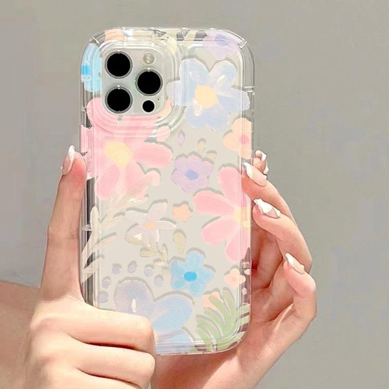 Fashion Florals Clear Phone Cases For lPhone 15 iPhone 17 Air 16e 16 Pro Max 14 13 11 12 XR XXs Max Capa Soft Silicone Cover